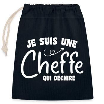 I'm a rocking chef - Closable cotton gift bag (25x30cm) - navy - Front