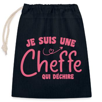 I'm a rocking chef - Closable cotton gift bag (25x30cm) - navy - Front