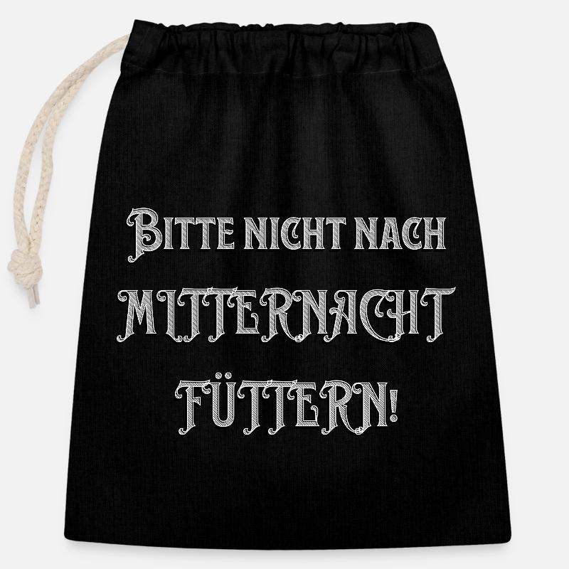Bitte nicht nach Mitternacht füttern - lustiger Sp - Verschließbarer Geschenkbeutel aus Baumwolle (25x30cm) - Schwarz