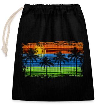 Palms & Stripes - Closable cotton gift bag (25x30cm) - black - Front
