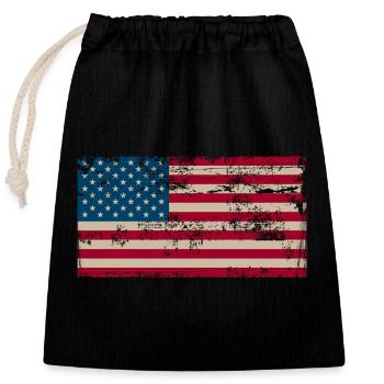 Distressed American Flag Vintage - Closable cotton gift bag (25x30cm) - black - Front