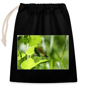 Female Calopterix Damselfly - Closable cotton gift bag (25x30cm) - black - Front