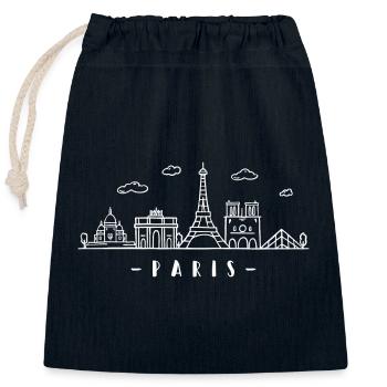 Paris France Capital Skyline Eiffel Tower - Closable cotton gift bag (25x30cm) - navy - Front