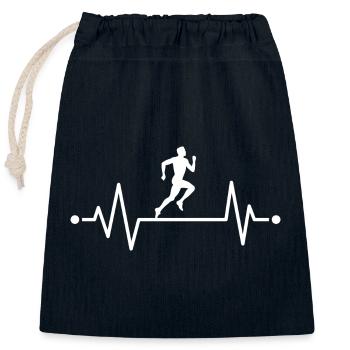 Runner's heartbeat - Closable cotton gift bag (25x30cm) - navy - Front