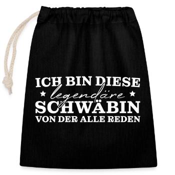 Schwäbisch Schwabe Legendäre Schwäbin - Verschließbarer Geschenkbeutel aus Baumwolle (25x30cm) - Schwarz - Vorne