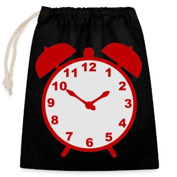 Classic alarm clock with red frame - Closable cotton gift bag (25x30cm) - black - Front
