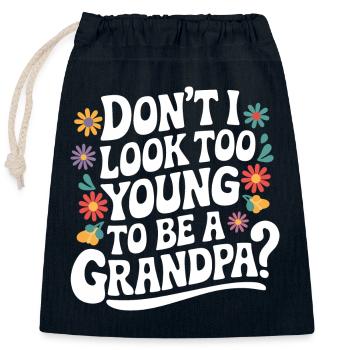 Papy Grand-père Famille Fête des pères - Sac cadeau en coton avec cordon (25 x 30 cm) - bleu marine - Devant