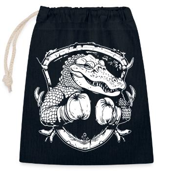 Alligator Boxer Fighter - Sac cadeau en coton avec cordon (25 x 30 cm) - bleu marine - Devant