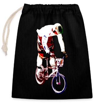 bmx - Sac cadeau en coton avec cordon (25 x 30 cm) - noir - Devant