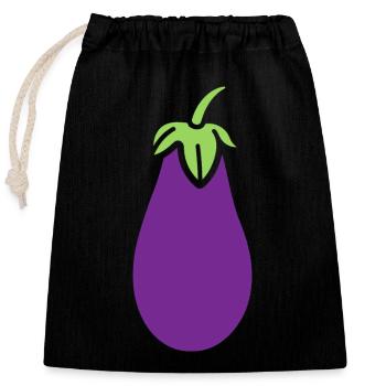 Aubergine - Sac cadeau en coton avec cordon (25 x 30 cm) - noir - Devant