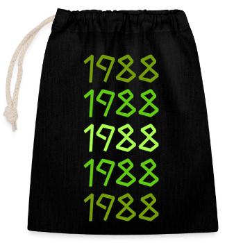 Born in 1988 - Closable cotton gift bag (25x30cm) - black - Front