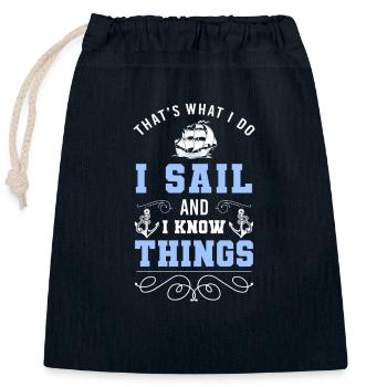 Segelschiff Segelboot Segel Anker - Verschließbarer Geschenkbeutel aus Baumwolle (25x30cm) - Navy - Vorne