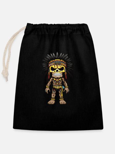 Apache Indianer Skelett - Verschließbarer Geschenkbeutel aus Baumwolle (25x30cm) - Schwarz