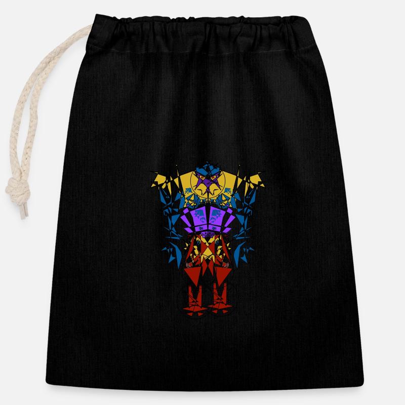 Kachina-Robot - Sac cadeau en coton avec cordon (25 x 30 cm) - noir