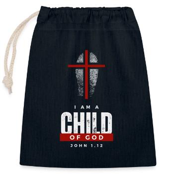 Child of God Cross red - Closable cotton gift bag (25x30cm) - navy - Front