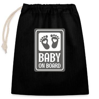Bébé à bord - Sac cadeau en coton avec cordon (25 x 30 cm) - noir - Devant