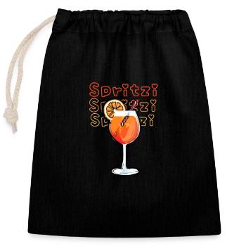 Spritzi, Cocktail, Illustration, Aperoli - Sac cadeau en coton avec cordon (25 x 30 cm) - noir - Devant