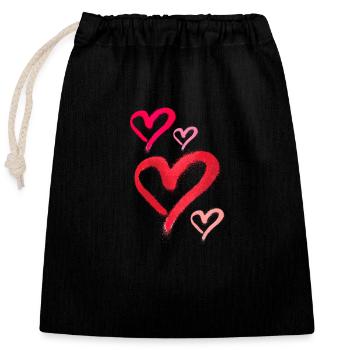 spray paint,spray,hearts,graffiti,red,pink - Closable cotton gift bag (25x30cm) - black - Front