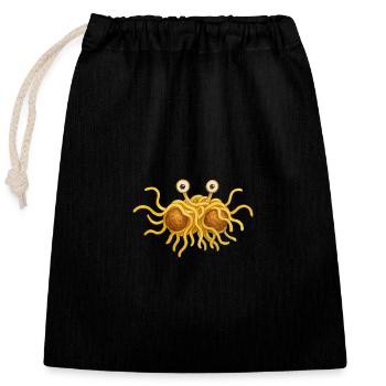 Fliegendes Spaghettimonster - Verschließbarer Geschenkbeutel aus Baumwolle (25x30cm) - Schwarz - Vorne