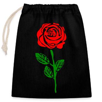 Rose - Sac cadeau en coton avec cordon (25 x 30 cm) - noir - Devant