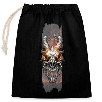 Inferno Remnants: Dragon Skull Aflame - Closable cotton gift bag (25x30cm) - black - Front