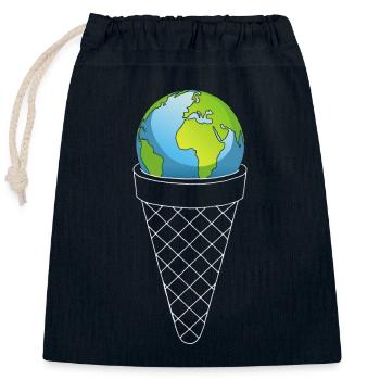 Crème glacée de la planète Terre - Sac cadeau en coton avec cordon (25 x 30 cm) - bleu marine - Devant