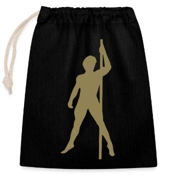Homme Silhouette Pole Dance Danse Exotique - Sac cadeau en coton avec cordon (25 x 30 cm) - noir - Devant