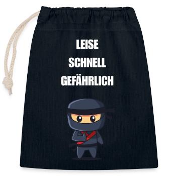 Leise Schnell Gefährlich Ninja - Verschließbarer Geschenkbeutel aus Baumwolle (25x30cm) - Navy - Vorne