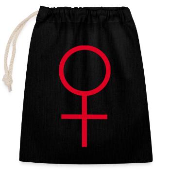 Women's Day - Closable cotton gift bag (25x30cm) - black - Front