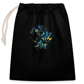 Jardin d’art Blue Butterfly Beaux papillons - Sac cadeau en coton avec cordon (25 x 30 cm) - noir - Devant
