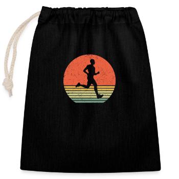 T-shirt vintage de course pour coureur joggeur - Sac cadeau en coton avec cordon (25 x 30 cm) - noir - Devant