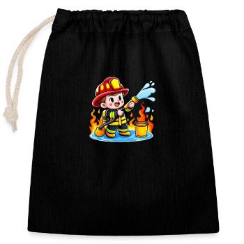 Firehero kid - Closable cotton gift bag (25x30cm) - black - Front