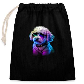 Bichon Frise Dogs Bichon Frises - Closable cotton gift bag (25x30cm) - black - Front