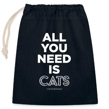 Alles, was Sie brauchen, sind Katzen - Verschließbarer Geschenkbeutel aus Baumwolle (25x30cm) - Navy - Vorne