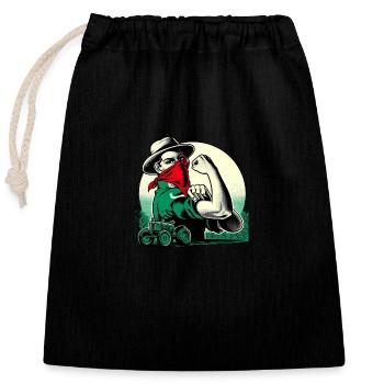 Strong Farmer - Closable cotton gift bag (25x30cm) - black - Front