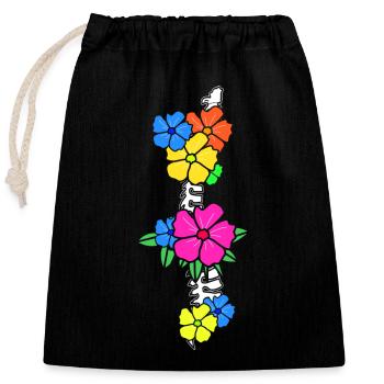Physiothérapeute fleurs os - Sac cadeau en coton avec cordon (25 x 30 cm) - noir - Devant