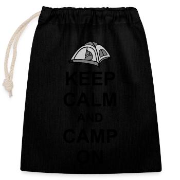 Restez calme camp sur - Sac cadeau en coton avec cordon (25 x 30 cm) - noir - Devant