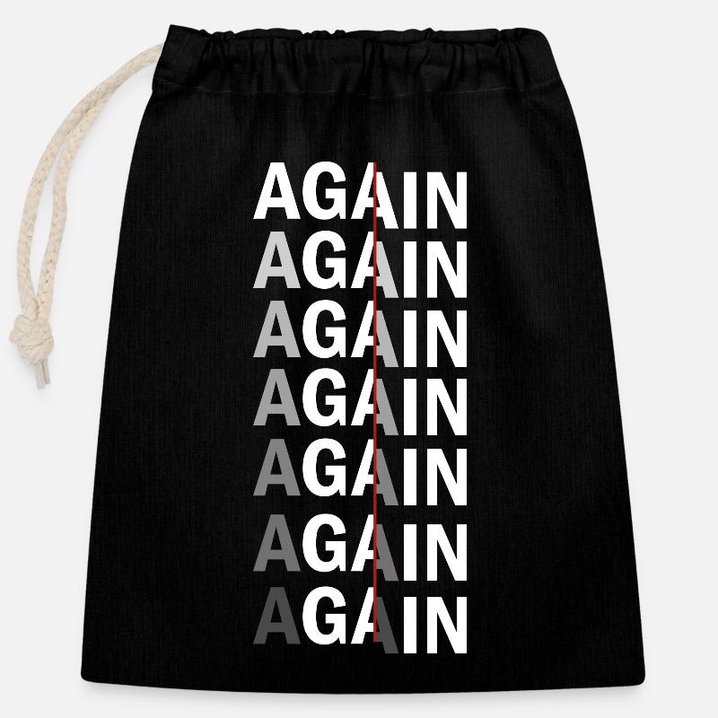 Again Again Again Again - Sac cadeau en coton avec cordon (25 x 30 cm) - noir