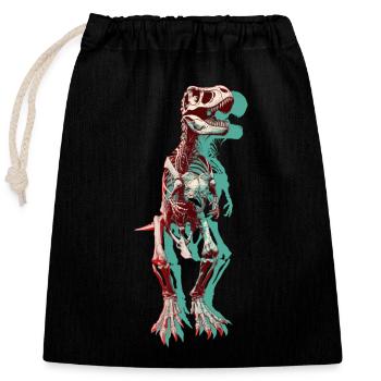 T-Rex - Verschließbarer Geschenkbeutel aus Baumwolle (25x30cm) - Schwarz - Vorne