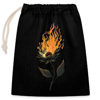 BurningFlower - Closable cotton gift bag (25x30cm) - black - Front