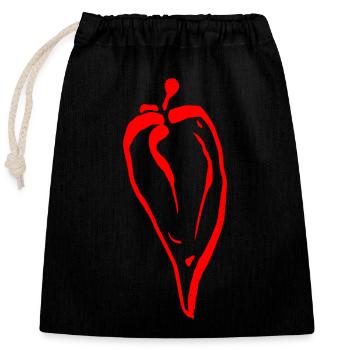 Chilli pepper / chili pepper - Closable cotton gift bag (25x30cm) - black - Front