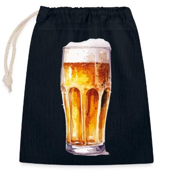 beer - Closable cotton gift bag (25x30cm) - navy - Front