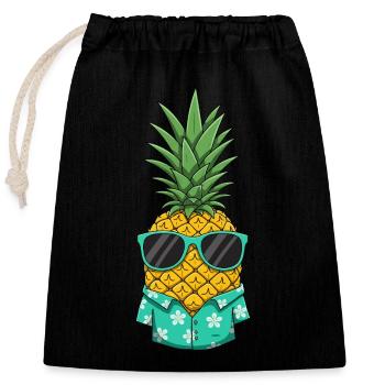 Kühle Ananas - Verschließbarer Geschenkbeutel aus Baumwolle (25x30cm) - Schwarz - Vorne
