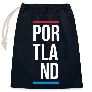 Portland USA City Vertikales Wortzeichen - Verschließbarer Geschenkbeutel aus Baumwolle (25x30cm) - Navy - Vorne