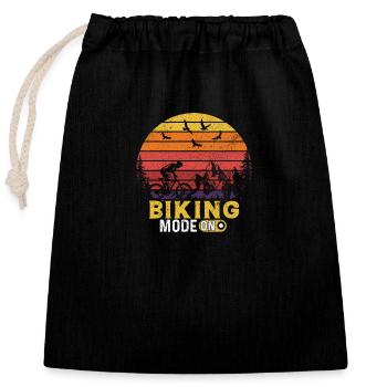 Biking Mode On Mountain Bike Vintage Retro - Sac cadeau en coton avec cordon (25 x 30 cm) - noir - Devant