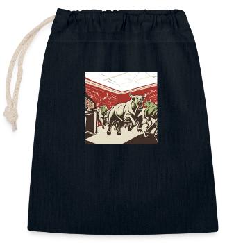 Stock market - Closable cotton gift bag (25x30cm) - navy - Front