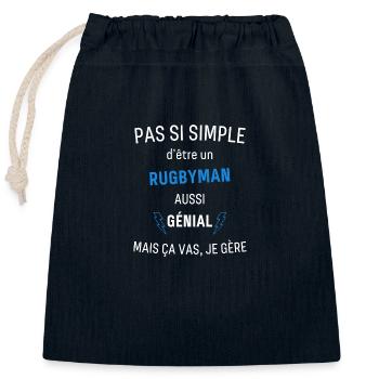 Awesome Rugby Player - Closable cotton gift bag (25x30cm) - navy - Front