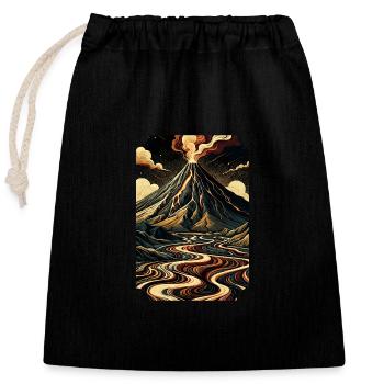 Volcanic Majesty: Swirling Lava Graphic Art - Closable cotton gift bag (25x30cm) - black - Front