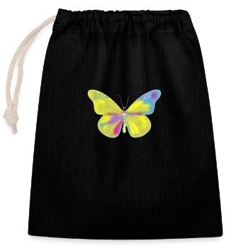 Colorful butterfly - Closable cotton gift bag (25x30cm) - black - Front