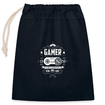 16-Bit-Spieler - Verschließbarer Geschenkbeutel aus Baumwolle (25x30cm) - Navy - Vorne
